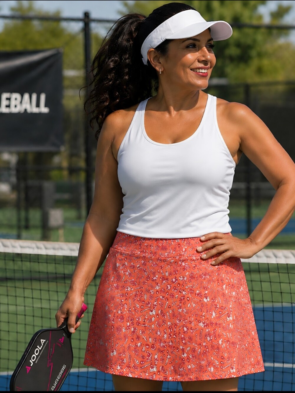 Teezher Women's Size Large Pull on skort. Cute Seashell print Golf Tennis Active
